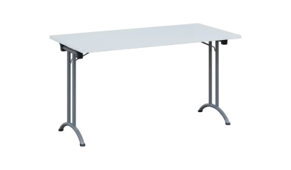 SLA 140 lak skládací jednací stůl 1394x700, deska 25 mm, podnož stříbrný lak, deska bílá